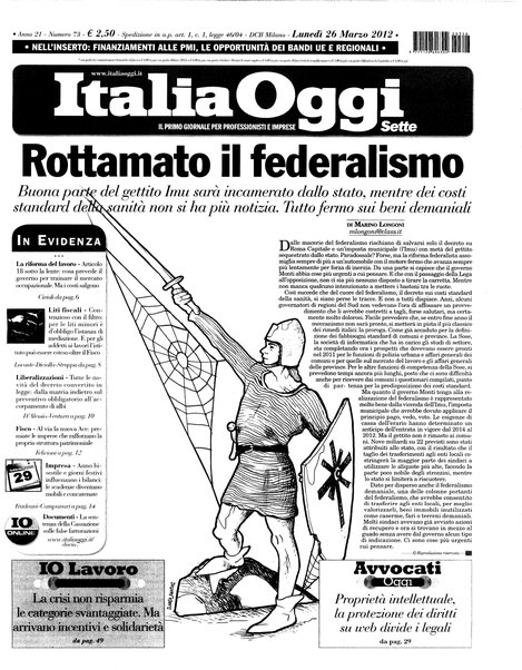 Italia oggi : quotidiano di economia finanza e politica
